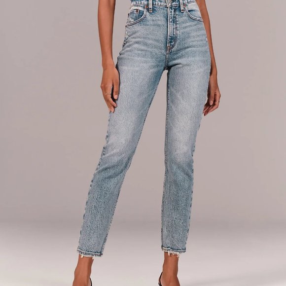 Abercrombie High Rise Mom Jeans in Washed Black - Picture 3 of 6